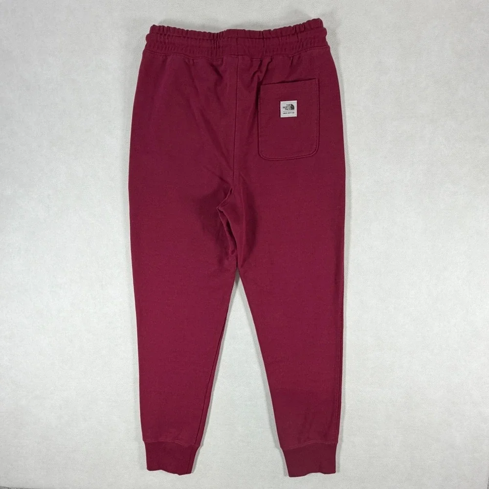 The North Face Mens Small Circular Design Jogger Sweatpants Burgundy Red